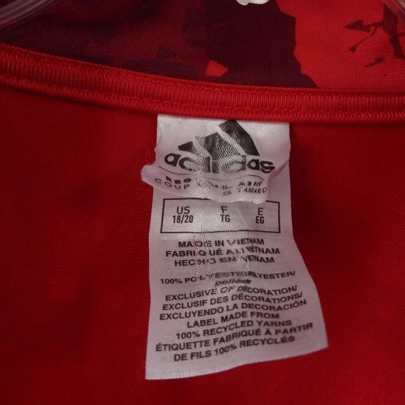 Adidas Jacket Red Black AG6416 Full Zip Track Top Soccer Athletic Boy's XL 18/20 - Picture 2 of 4